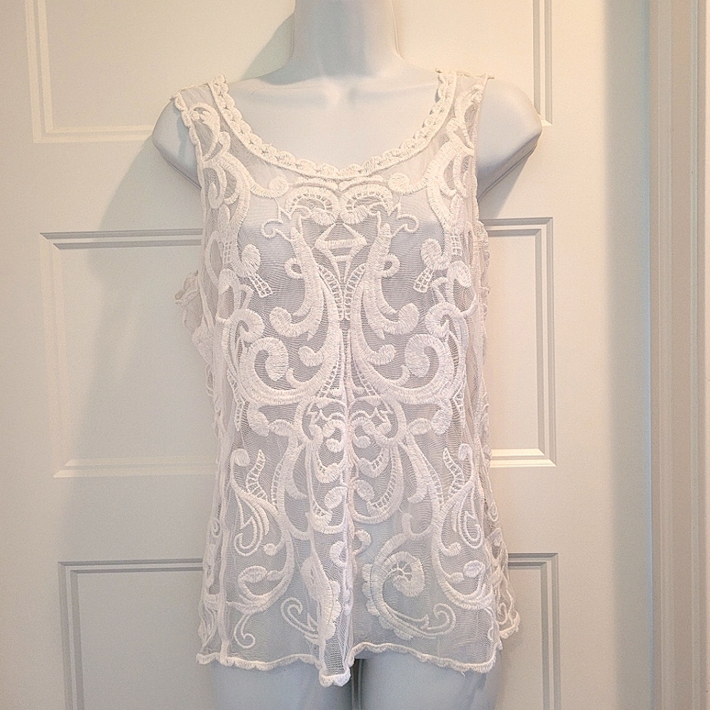 Express White Lace Tank Top Size Small